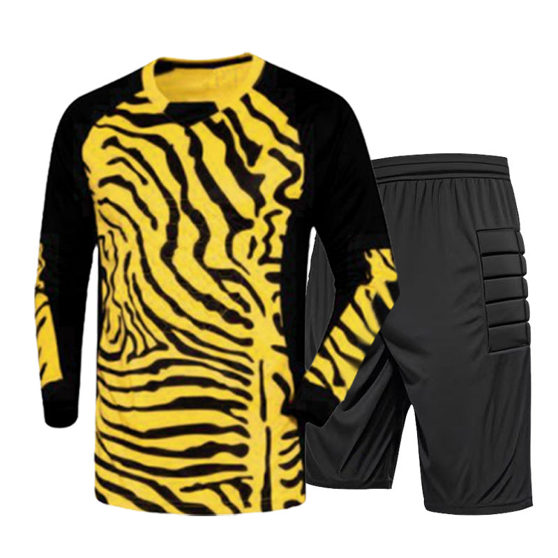Soccer Goalkeeper Jersey and Shorts Set, Padded Long Sleeve Goalie Uniform, Protective Football Keeper Shirt with Hip Guard Shorts (Multiple Colors)