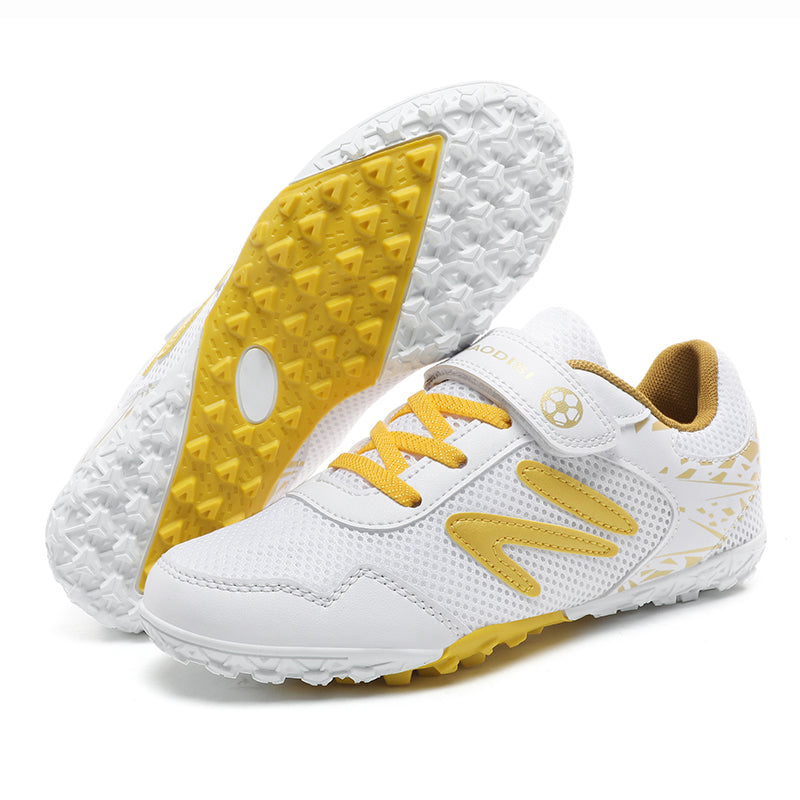 Turf Soccer Cleats with Hook-and-Loop Strap, Breathable Mesh Football Shoes, Lightweight Non-Slip Training Sneakers-Yinzu361