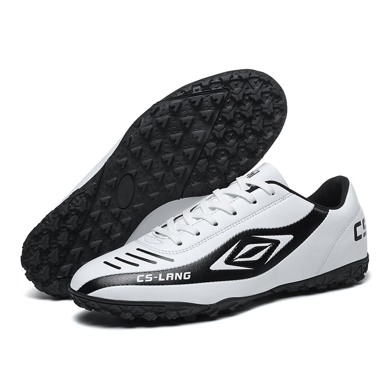 Turf Soccer Cleats, Classic Low-Top Leather Football Shoes with Contrast Print, Non-Slip Training Sneakers for Artificial Turf &amp; Indoor Play-Hxh8506-1