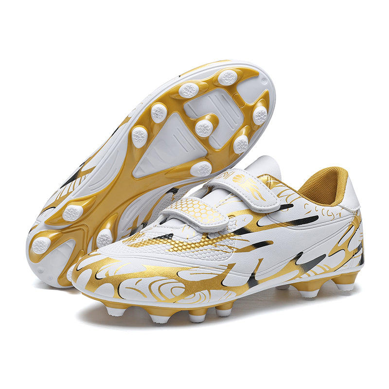 Kids' AG Artificial Grass Soccer Cleats, Velcro Strap Football Shoes, Non-Slip Athletic Training Sneakers for Boys/Girls-Yinzu1818