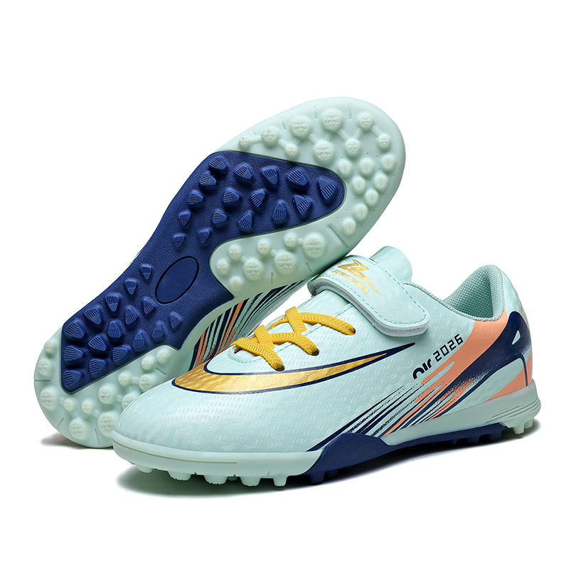 TF Soccer Cleats with Hook & Loop Strap - Boys & Girls Turf Football Shoes, Easy On/Off Non-Slip Training Sneakers for Toddlers & Youth-Yinzu2602