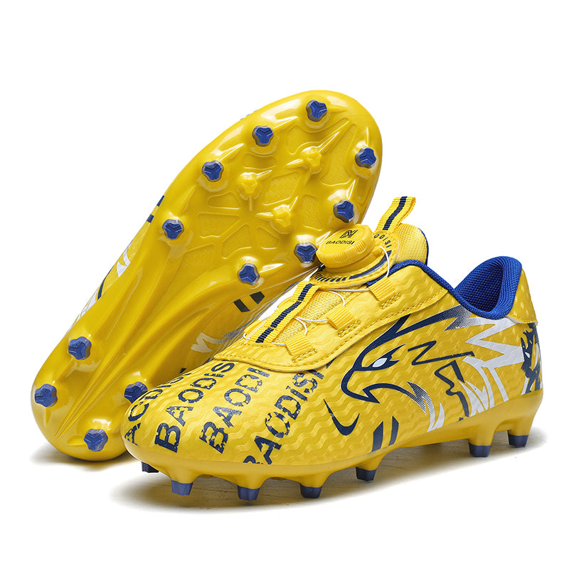 Kids AG Soccer Cleats with Rotating Buckle - Boys & Girls Artificial Grass Football Boots, Easy On/Off Non-Slip Training Sneakers for Toddlers & Youth-Yinzu888M