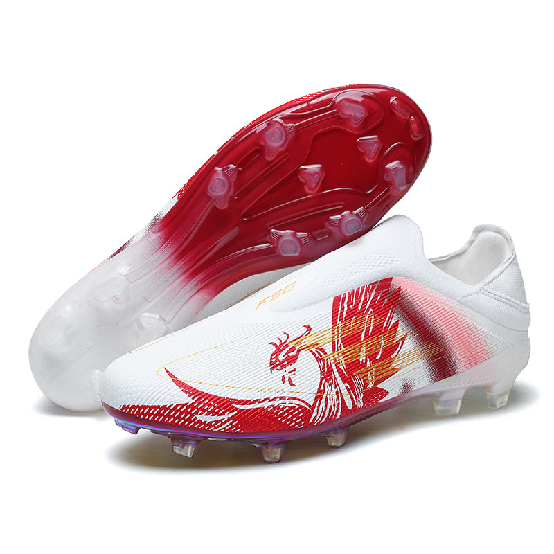 Laceless AG Soccer Cleats Professional Artificial Grass Football Boots, Lightweight Slip-on Athletic Soccer Shoes with Speed Texture Upper, High-Performance Soccer Spikes for Competition & Training-Yinzu8199G