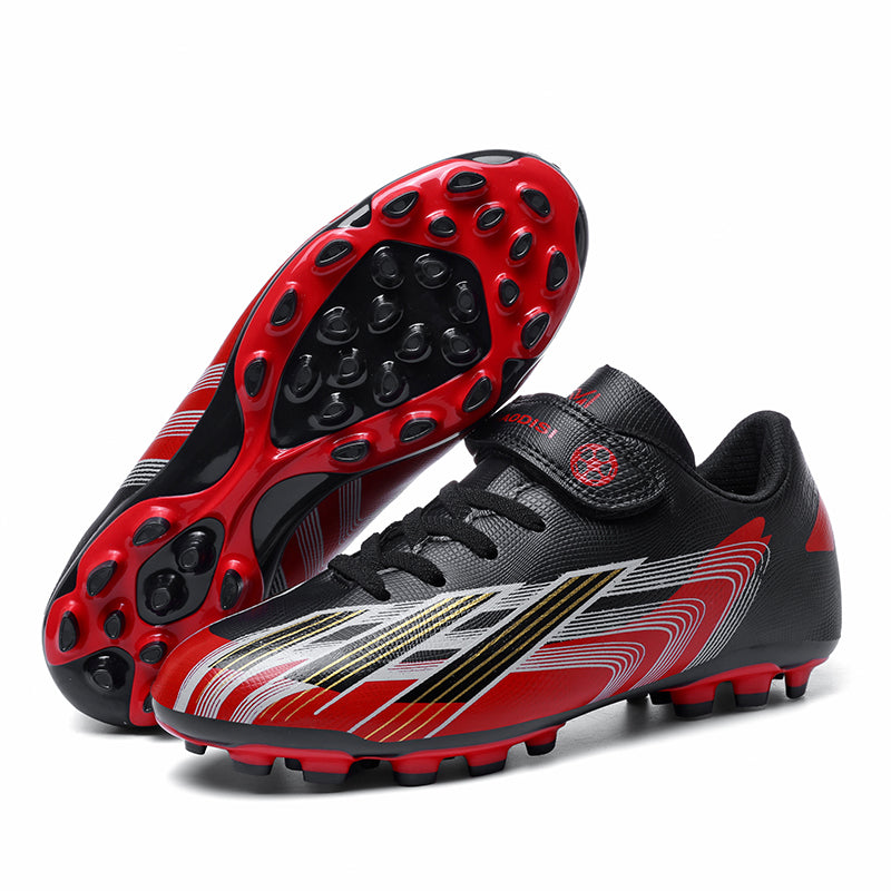 Artificial Grass Soccer Cleats with Hook-and-Loop Strap, Boys &amp; Girls Breathable Football Boots, Artificial Ground Training Sneakers-Yinzu318