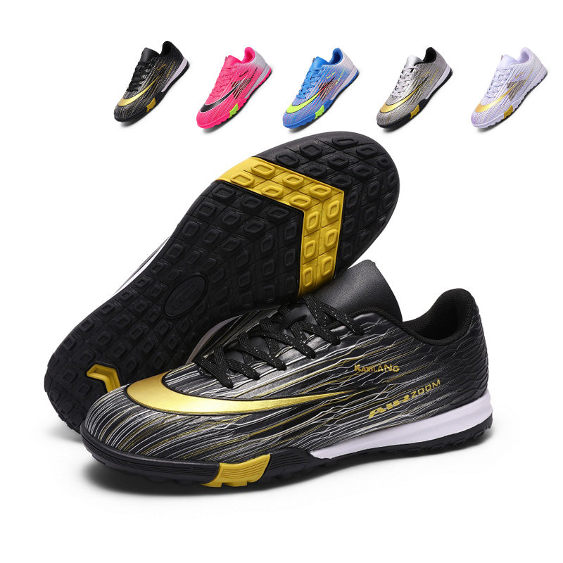 Turf Soccer Cleats, Low-Top Lace-Up Football Shoes Wave Print, Breathable Athletic Boots for Indoor Courts Artificial Turf-zusheng7156-1