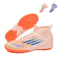 TF High-Top Soccer Cleats, Turf Football Shoes with F50 Graphic Print, Breathable Knit Collar Training Sneakers for Artificial Grass-Yinzu001Y