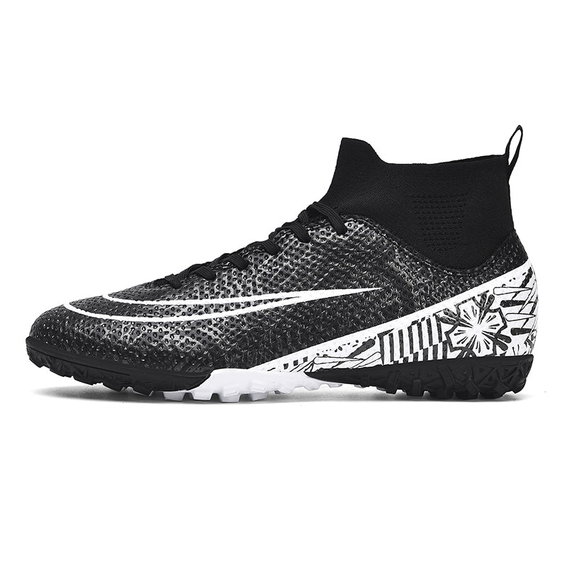 High-Top TF Soccer Cleats - Indoor/Outdoor Turf Football Boots with Tribal Geometric Print for Training & Competitive Play-WEJIESS1162