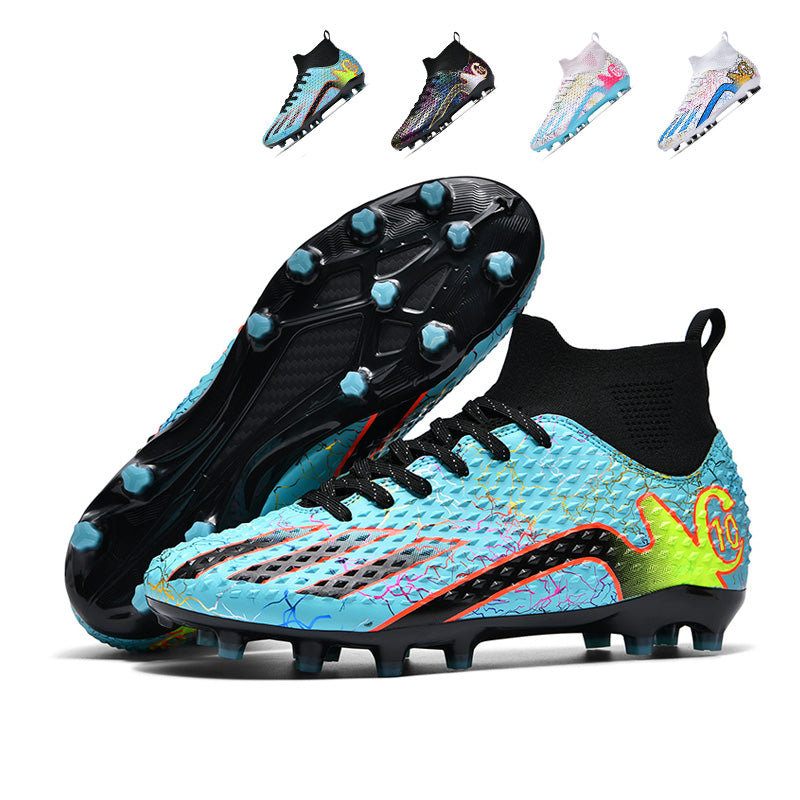 AG Soccer Cleats, High Top Artificial Ground Football Boots, Knit Sock Ankle Collar Soccer Shoes for Adult Competition & Training, Textured Upper for Artificial Grass Pitch-zhuoshi2522