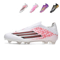 AG Artificial Grass Soccer Cleats, Laceless Knit Football Shoes, Rose Floral Print with Three-Stripe Design Anti-Slip Athletic Boots for Synthetic Turf-Hxh8553