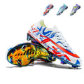 AG Soccer Cleats, Graffiti Print Artificial Grass Football Boots, Breathable Knit Speed Training Sneakers with Iridescent Studs-Yinzu7523