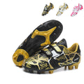 Soccer Cleats, Double Velcro Easy-On Synthetic Football Boots, Branch Metallic Texture Print SPORT Letter Lightweight Youth Competition Athletic Shoes for Outdoor Long-Blade Artificial Turf Matches-zusheng305