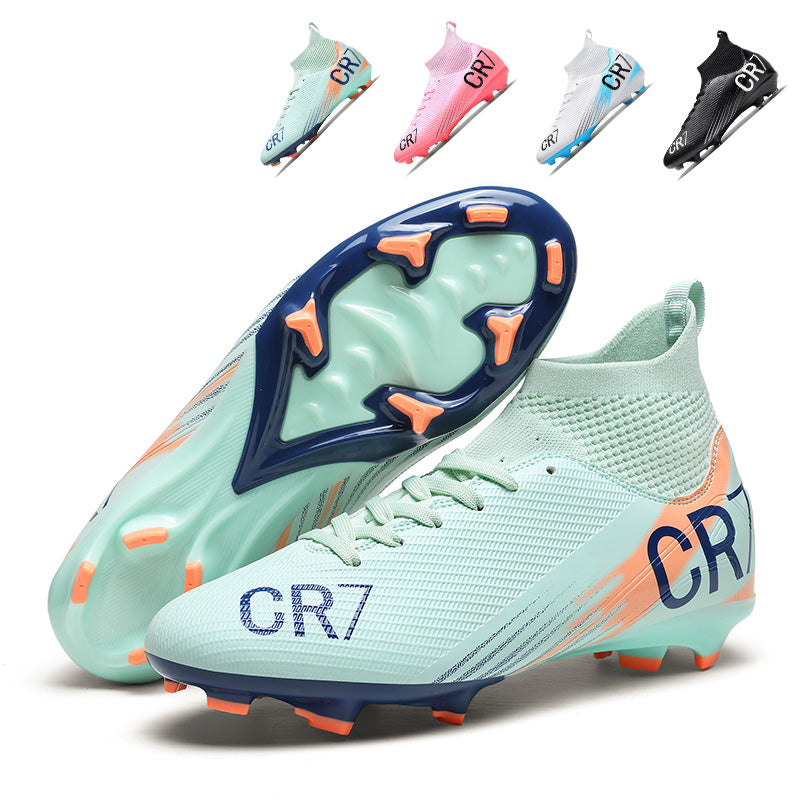 High-Top AG Soccer Cleats CR7 -  Breathable Sock Collar Athletic Soccer Shoes for Youth & Adults-Yinzu2606