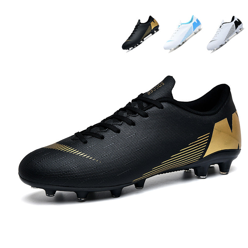 Low-Cut AG Soccer Cleats, Lace-Up Mini Grid Synthetic Football Boots, Diagonal Gradient Line M Brand Logo Lightweight Competition Athletic Shoes for Outdoor Long-Blade Artificial Turf Matches-zusheng1809
