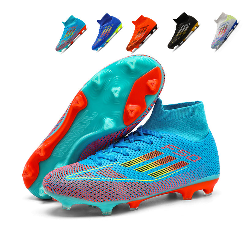 F50 High-Top&nbsp; AG Soccer Cleats, Artificial Grass Football Boots, Breathable Knit Collar Speed Training Sneakers for Synthetic Turf (Multiple Colors)-Yinzu797