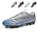 Low Cut AGSoccer Cleats, Lace-Up Breathable Grid Woven Mesh Football Boots, Gradient Split F50 Linear Print Conical Hard Stud Competition Shoes for Outdoor Long-Blade Artificial Turf Matches-Yinzu2702L