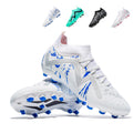 Hight Sock AG Soccer Cleats, Lace-Up Full Perforated Breathable Synthetic Football Boots, Marble Gradient Print M Dot Logo Knit Sock Ankle Lightweight Competition Athletic Shoes for Outdoor Long-Blade Artificial Turf Matches-zusheng-X2403