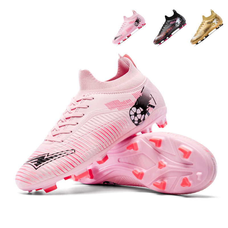 Artificial Grass Soccer Cleats, High-Top Knit Football Shoes, Anti-Slip Athletic Boots for Synthetic Turf-Hxh-X2502-2