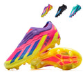 Laceless Slip-On AG Soccer Cleats, Gradient 3-Stripes Knit Sock Collar Synthetic Football Boots,  Printed Lightweight Competition Athletic Shoes for Outdoor Long-Blade Artificial Turf Matches-zusheng2410-2