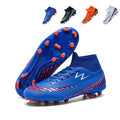 High-Top AG Soccer Cleats, Artificial Grass Football Boots, Breathable Knit Collar Training Sneakers for Synthetic Turf (Multiple Colors)-Yinzu791