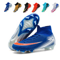 Men's/Women's AG High-Top Soccer Cleats, Artificial Grass Football Boots, Breathable Knit Collar Training Sneakers for Synthetic Turf (Multiple Colors)-Yinzu795