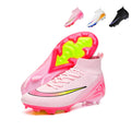 AG Artificial Grass Soccer Cleats, High-Top Sock Ankle Football Shoes with Gradient Print, Breathable Athletic Boots for Outdoor Synthetic Turf-Hxh666