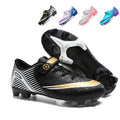 Kids AG  Soccer Cleats, Hook and Loop Velcro Strap Synthetic Football Boots, Gradient Linear Stripe Graphic Youth Athletic Shoes for Outdoor Long-Blade Artificial Turf Matches-zusheng246