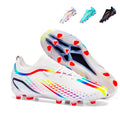Low Sock TF Turf Soccer Cleats, Lace-Up Breathable Woven Mesh Gradient Diamond Dot Football Boots, Rainbow Color Strip Lightweight Training Athletic Shoes for Indoor Hard Courts & Short Artificial Turf-zusheng2036-1