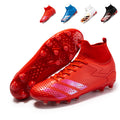 Hight Sock AG Soccer Cleats, Lace-Up Soft Microfiber Dot Texture Three Stripes Football Boots, Gradient Splash Knit Sock Ankle Lightweight Competition Athletic Shoes for Outdoor Long-Blade Artificial Turf Matches-zusheng2088