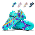 Artificial Grass Soccer Cleats with Hook-and-Loop Strap, Abstract Graffiti Print Football Boots, Youth&nbsp; Artificial Ground Training Sneakers-Yinzu-H357