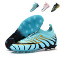 Hight Sock AG Soccer Cleats, Lace-Up Perforated Wave Synthetic Football Boots, Metallic Gradient Curved Streamline Graphic Knit Sock Ankle Lightweight Competition Athletic Shoes for Outdoor Long-Blade Artificial Turf Matches-zusheng698