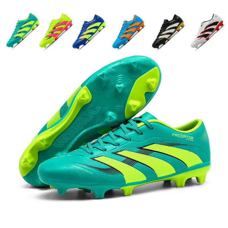 AG Predator Soccer Cleats, Low-Top Lace-Up Hybrid Touch Three Stripe Football Boots, Gradient Linear Texture Athletic Shoes for Outdoor Long-Blade Artificial Turf Matches-zusheng255A-1