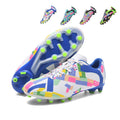 AG Artificial Grass Soccer Cleats, Abstract Geometric Print Football Boots, Lightweight Breathable Artificial Ground Training Sneakers-Yinzu7888