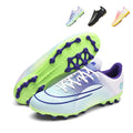 Low Cut AG  Soccer Cleats, Lace-Up Grid Embossed Synthetic Football Boots, Curved Gradient Streamline M Circle Logo Lightweight Competition Athletic Shoes for Outdoor Long-Blade Artificial Turf Matches-zusheng7168