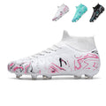 AG High-Top Soccer Cleats, Artificial Grass Football Boots, Breathable Knit Collar Training Sneakers for Synthetic Turf-Yinzu25003