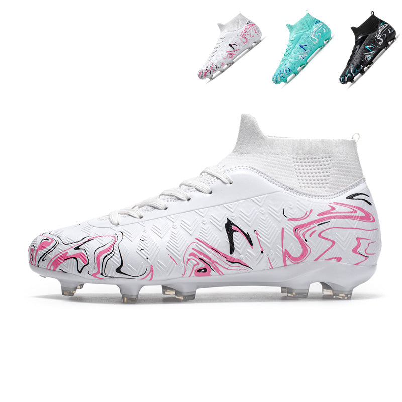 AG High-Top Soccer Cleats, Artificial Grass Football Boots, Breathable Knit Collar Training Sneakers for Synthetic Turf-Yinzu25003