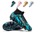 AG High-Top CR7 Soccer Cleats, Artificial Grass Football Boots, Breathable Knit Collar Training Sneakers for Synthetic Turf (Multiple Colors)-Yinzu-X2515