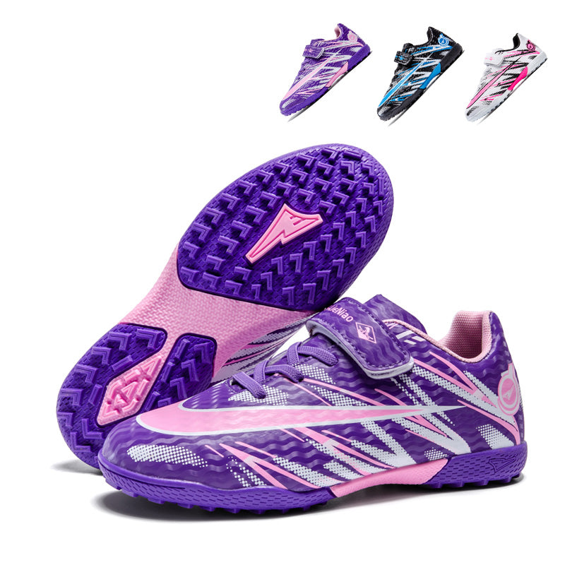 Kids TF Soccer Cleats with Hook & Loop Strap - Boys & Girls Turf Football Shoes, Easy On/Off Non-Slip Training Sneakers for Toddlers & Youth-Yinzu-X2512
