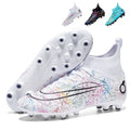 Professional Soccer Cleats AG High-Top Football Boots, olorful Crackle Design,Athletic Outdoor Competition Soccer Shoes with High-Grip Rock-Texture Upper and Supportive Ankle Sock Liner-WEJIESS028