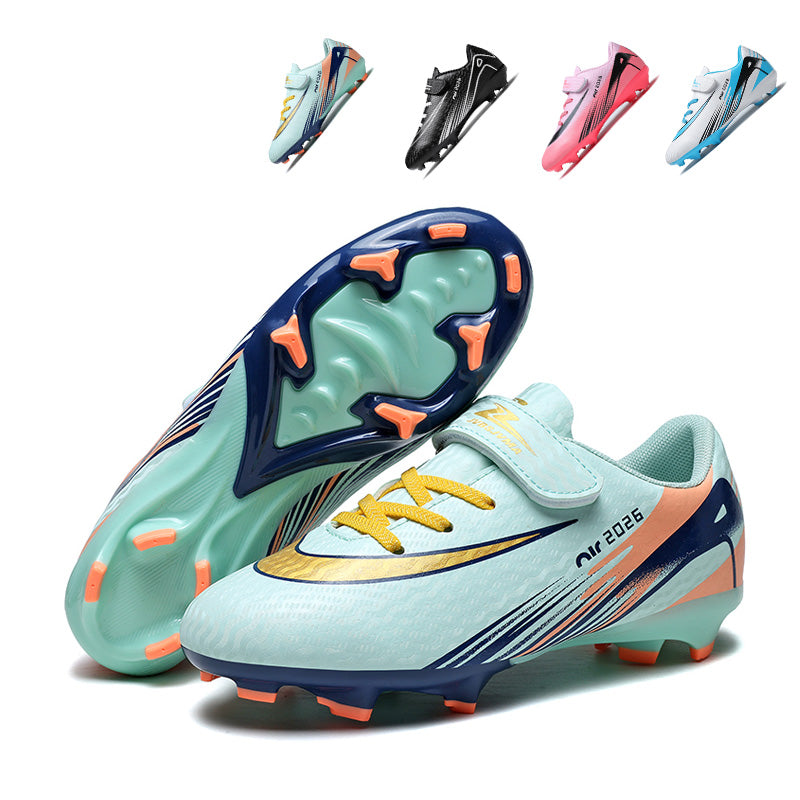 AG Soccer Cleats with Hook & Loop Strap - Boys & Girls Artificial Grass Football Boots, Easy On/Off Non-Slip Training Sneakers for Toddlers & Youth-Yinzu2602