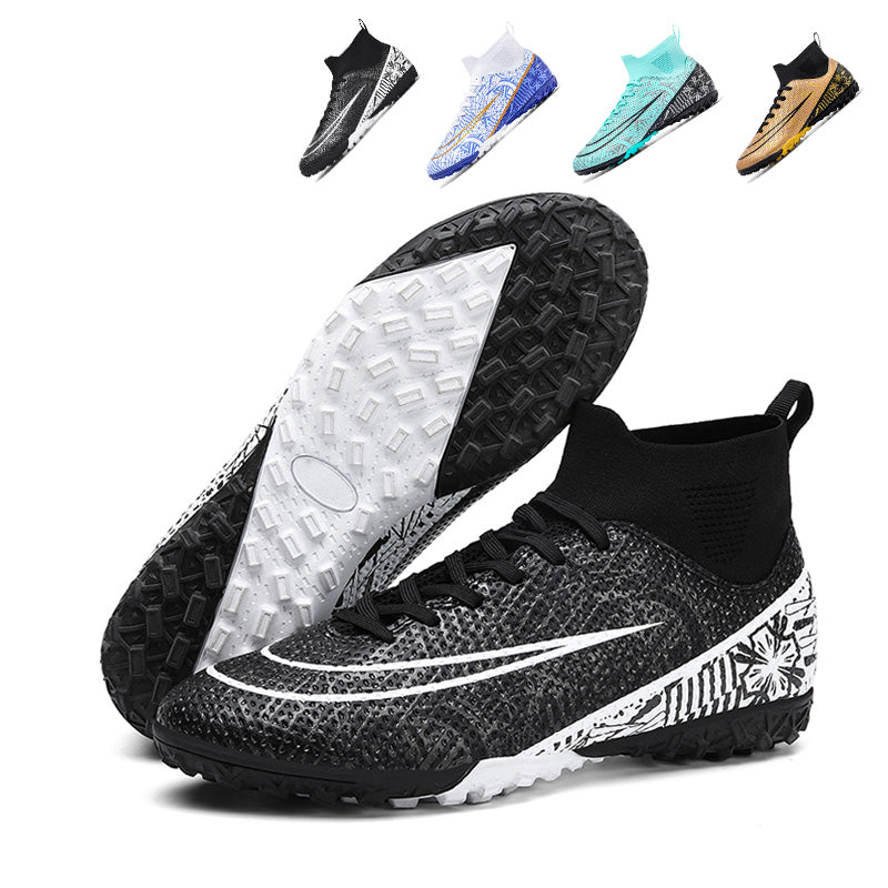 High-Top TF Soccer Cleats - Indoor/Outdoor Turf Football Boots with Tribal Geometric Print for Training & Competitive Play-WEJIESS1162
