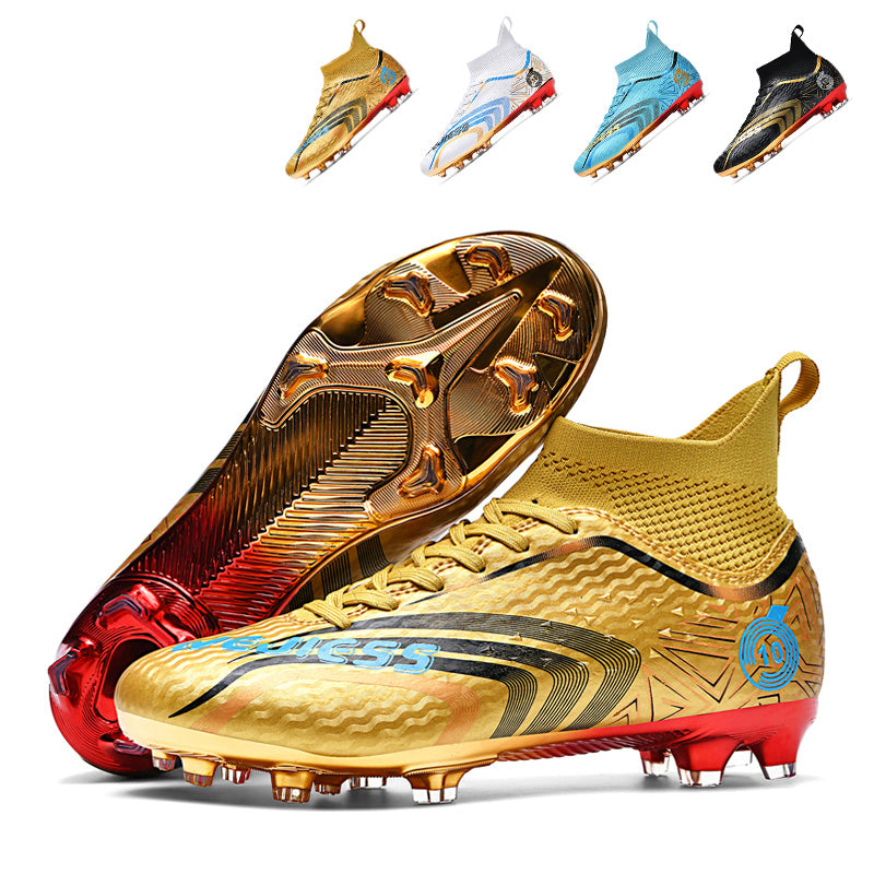 Professional Soccer Cleats AGHigh-Top Football Boots, Metallic Gradient Athletic Outdoor Competition Soccer Shoes with ACC Precision Texture and Supportive Ankle Sock Liner,Stylish Number 10 Design-WEJIESS909