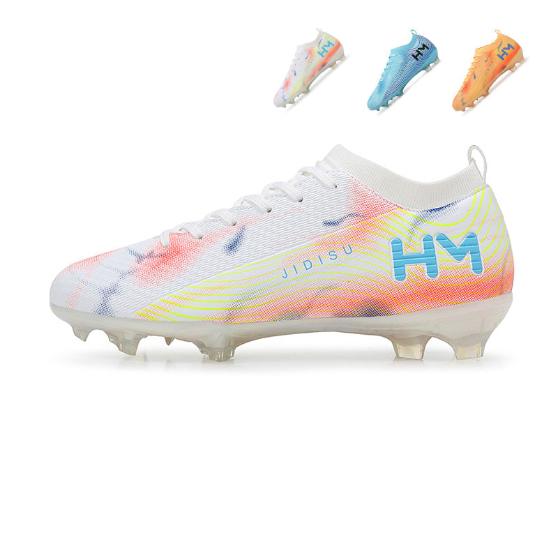 AG Soccer Cleats, Lace-Up Sock Knit Football Boots, Lightweight Gradient Wave Line Soccer Shoes for Adult Artificial Grass Training & Matches-zusheng-S001