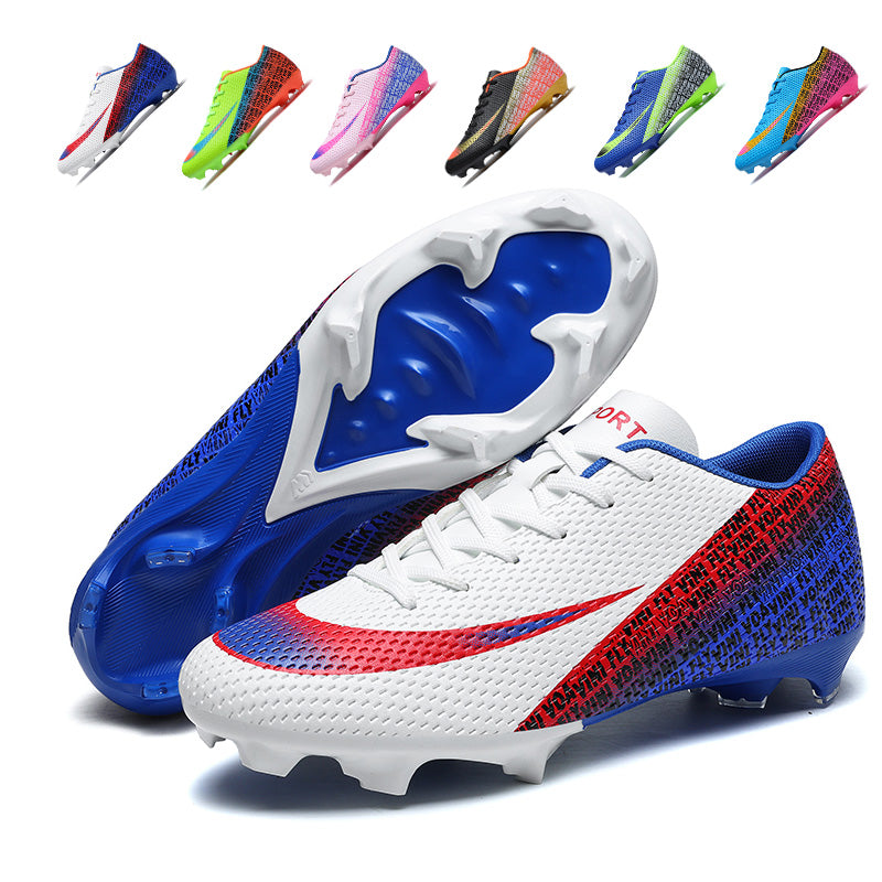 AG Soccer Cleats, Artificial Grass Football Boots, Breathable Mesh Text Print Training Sneakers for Synthetic Turf-Yinzu565