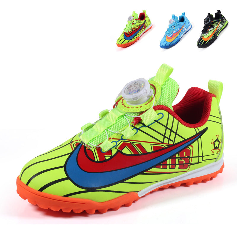 Kids TF Soccer Cleats with Rotary Buckle, Men's Youth Turf Football Boots with Dial Lacing System, Anti-Slip TF Soccer Shoes for Artificial Grass, Breathable Athletic Training Sneakers-Yinzu88002