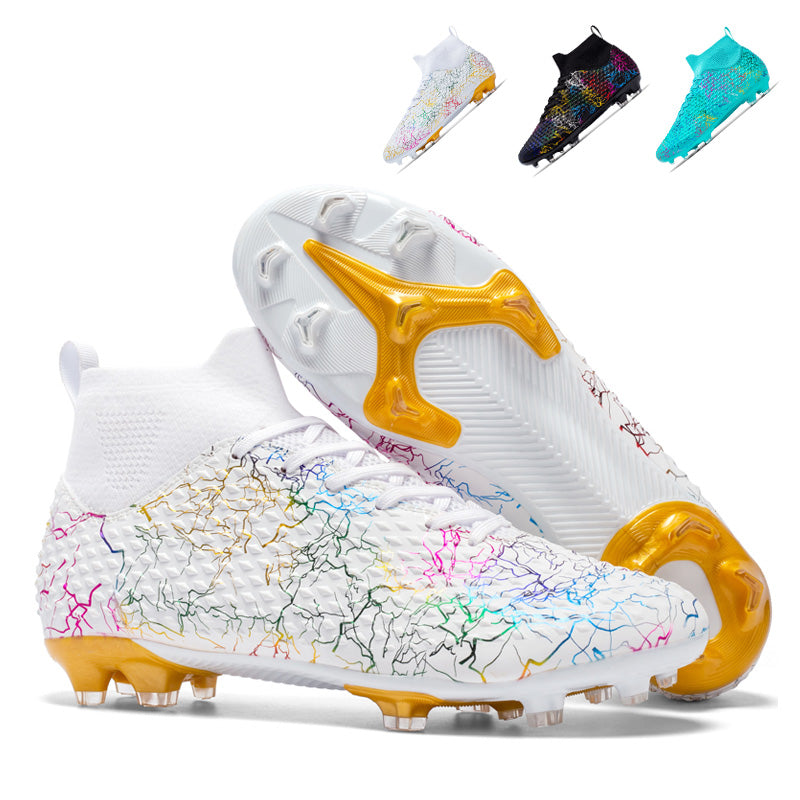 Professional Soccer Cleats AG High-Top Football Boots,Lightning Pattern, Athletic Outdoor Competition Soccer Shoes with High-Grip Wing-Textured Upper and Supportive Ankle Sock Liner-WEJIIESS999