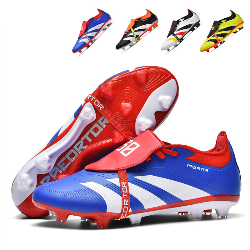 Professional Soccer Cleats with Classic Fold-over Tongue, AG Football Shoes, High-Traction Athletics Training Sneakers with Elastic Strap for Enhanced Ball Control-WEJIESS-X25
