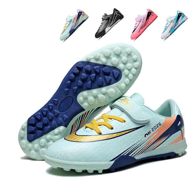 TF Soccer Cleats with Hook & Loop Strap - Boys & Girls Turf Football Shoes, Easy On/Off Non-Slip Training Sneakers for Toddlers & Youth-Yinzu2602