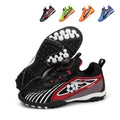 TF Turf Soccer Cleats, Rotary Knob Auto Quick Lace Honeycomb Textured Flame Football Graphic Shoes, Non-Marking Pyramid Short Rubber Training Cleats for Children Indoor Hard Courts & Short Artificial Turf-junhao72008