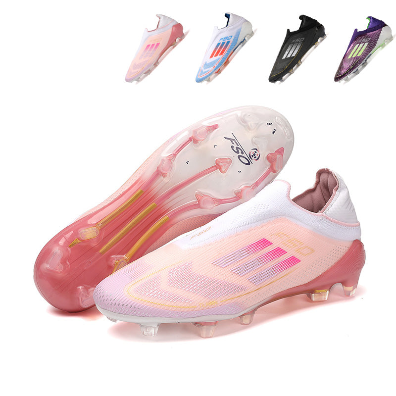 AG Laceless Soccer Cleats, Artificial Grass Football Boots, Breathable Slip-On Speed Training Sneakers (Multiple Colors)-Yinzu2465B