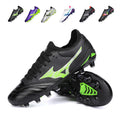Men Adult Youth Low-Cut AG Soccer Cleats, Lace-Up Soft Faux Leather Stitched Upper Chevron Logo Gradient Football Boots, Transparent Cylindrical Hard Stud Professional Competition Shoes for Natural Grass & Long-Pile Artificial Turf-Hxh-A606